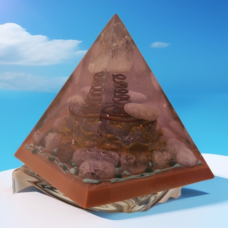 Orgonite Pirâmide Rosa Amorosidade